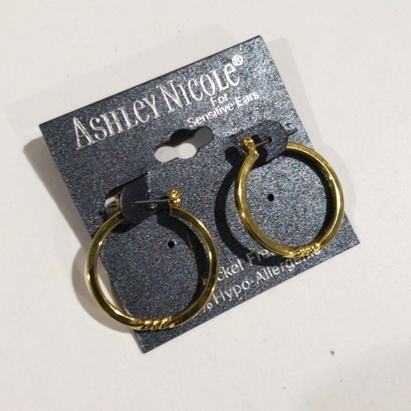 Ashley Nicole Gold tone Twisted Design Hoop Earrings - Women's Fashion Jewelry - Picture 3 of 7